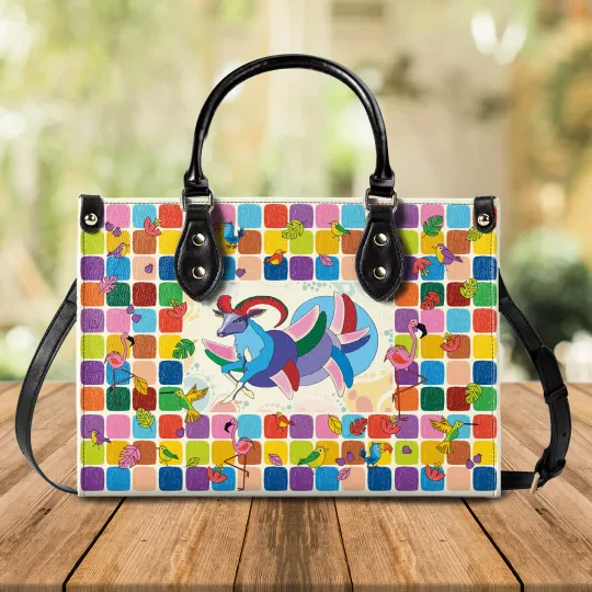 Discover Woman Leather Bag  Handbag with Colorful Magical Antelope