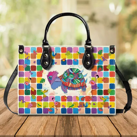 Turtle Art Woman Handbag Name Leather Bag Colorful Turtle bag Best
