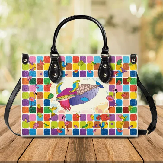 Discover Elegant Woman Handbag  Leather Bag Colorful Surreal Whale Design