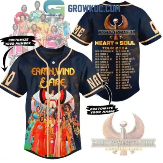 Discover Earth Wind And Fire Heart And Soul 2024 Tour Personalized Baseball Jersey
