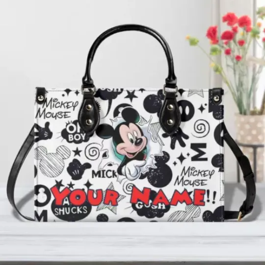 Discover Personalized Mickey Leather Handbag, Disney Lethal Handbag, Gift For Her