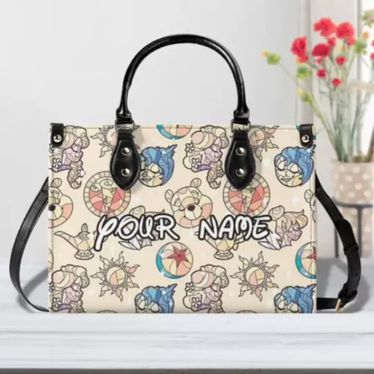 Discover Personalized Disney Yellow Character Leather Handbag, Disney Lethal Handbag