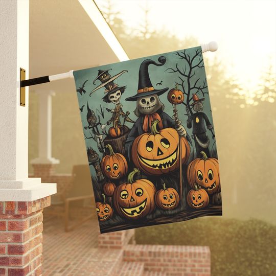 Creepy Vintage Scarecrow Halloween Flag- Outdoor Halloween Decor - Spooky, Cottagecore  Banner