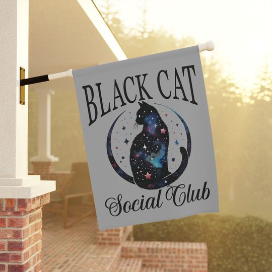 Discover Black Cat Soociial Clubb, Black Cat Decor, Halloween Flag, Black Cat Flag, Fall Flag, Fall Home Decor, Black Cat flag, halloween Decor, decor