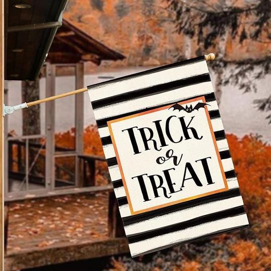 Trick or Treat House Flag Double Sided, Halloween Yard Outdoor Decorative Flag 28 x 40 Inch,   Flag