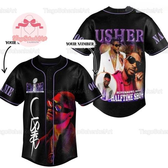 Ush.er 2024 Tour Baseball Jersey, Us.her Superbowl 2024 Jersey Shirt, Halftime Show Jersey Men, Ush.er Fan Merch, Gift For Her