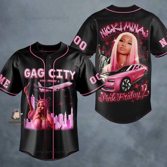 Nicki Minaj Baseball Jersey, Personalized Pink Friday 2 Concert Jersey, Nicki Minaj Merch Shirt, Rapper Homage Shirt, 2024 Tour Shirt