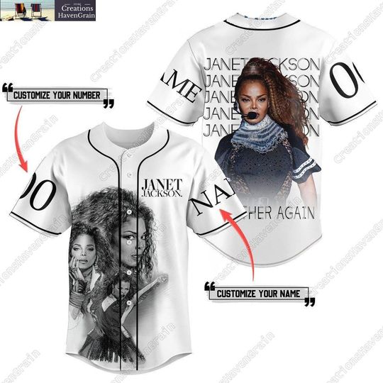 Janet Jackson Baseball Jersey, Together Again 2024 Tour T-Shirt, Personalized Baseball Jersey White Version, Janet Jersey Shirt For Concert