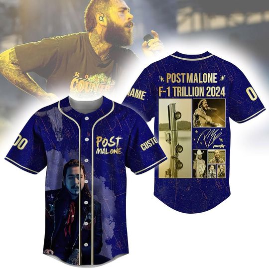 Custom Post Malone Baseball Jersey, Posty Rapper Shirt, The F-1 Trillion 2024 Jersey Shirt, Country Music Shirt, Gift For Fan