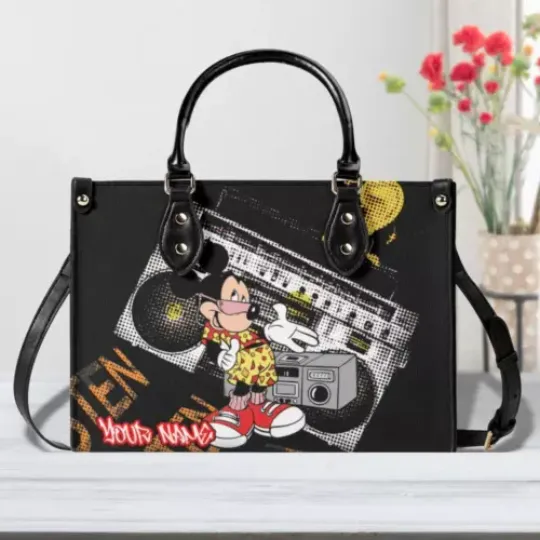 Discover Personalized Mickey Mouse  Luxury Women PU Leather Handbag, Gift For Women