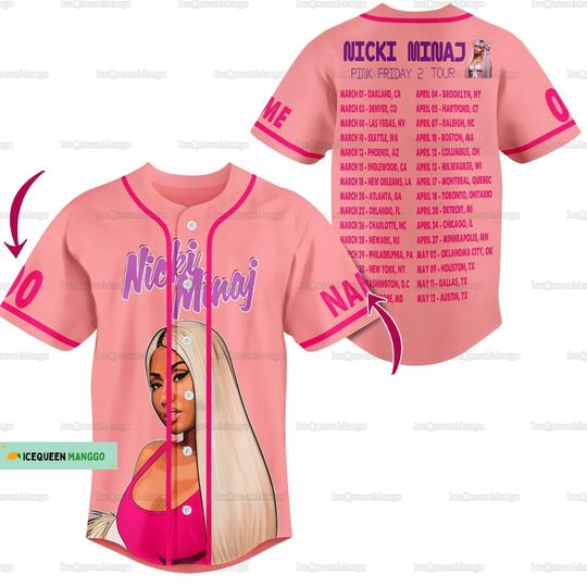 Nicki Minaj Jersey Shirt, Nicki Minaj Tour Shirt, Pink Friday 2 Baseball Shirt, Nicki Minaj Shirt, Custom Name Shirt, Athletic Jersey