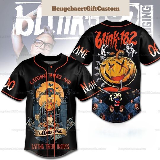 Custom B182 Baseball Jersey, B182 Band Jersey, B182 Smiley Face Shirt, Halloween Pumpkin Shirt, Spooky Season Gift