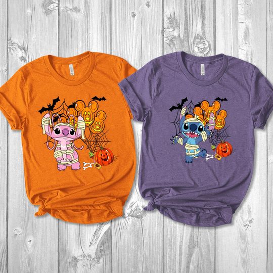 Halloween Stitch Shirt, Disney Stitch Tee, Stitch and Angel Matching Halloween Shirt