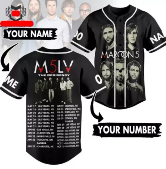 Maroon 5 M5LV The Residency Baseball Jersey
