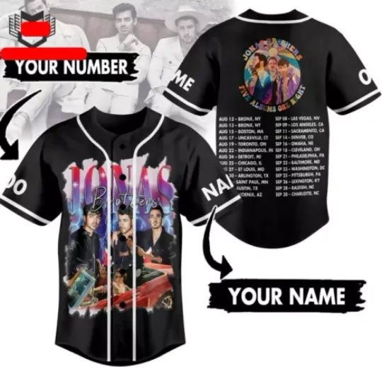 Jonas Brothers Five Albums One Night Baseball Jersey