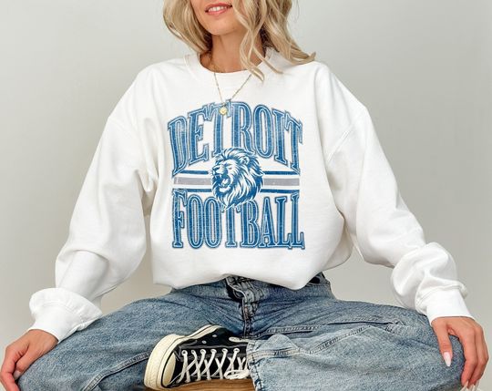 Discover Detroit Football Sweatshirt, Vintage Detroit Lions Crewneck Sweatshirt/ Shirt, Lions Gear, Detroit Lions Hoodie, Detroit Game Day Sweatshirt