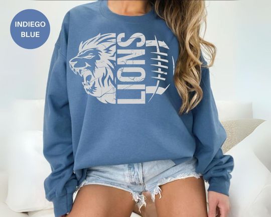 Discover Detroit Football Sweatshirt Detroit Football Crewneck Lions Football Crewneck Retro Lions Shirt Gift for Lions Football Fan Detroit Gift