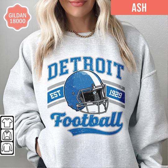 Discover Detroit Football Vintage Style Sweatshirt, Detroit Football Tee, Retro Detroit Football Shirt,Detroit Football Sweater, Detroit Fan Gifts