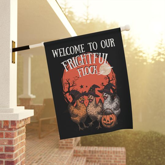 Groovy Halloween Flag Farm Animal Chicken Coop Haunted Mansion Fall Porch Decor Pumpkin Patch Sign Stay Spooky Disco Cowgirl Gift for Her