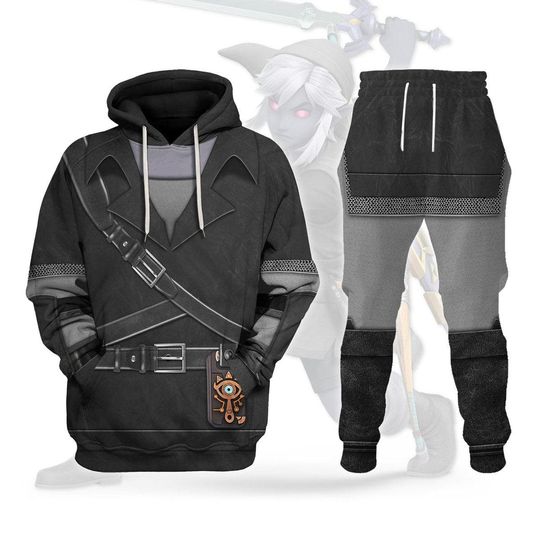Halloween Dark Link Costume Hoodie, The Legend Of Zelda Costume Cosplay Shirt, Dark Link Jogger, Zelda Gamer Hoodie, Adult Costume