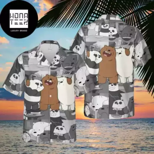 Discover We Bare Bears Black And White Colors 2024 Trendy Hawaiian Shirt