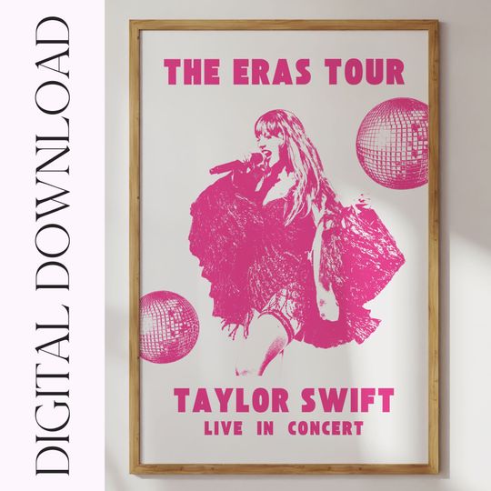 Discover Taylor Eras Tour Poster Pink Aesthetic Disco Ball