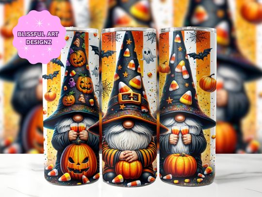 Discover Halloween Gnomes Tumbler Wrap, 20 oz Skinny Tumbler Sublimation Design, Spooky Gnomes Tumbler, Halloween Tumbler Wrap, Digital Download