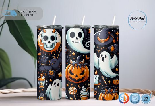Discover Spooky Season, Halloween Tumbler, Spooky Season 20 oz Tumbler Halloween Design, Pumpkin Tumbler, Retro Halloween Tumbler Gift, Ghost Tumbler