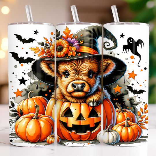 Discover Halloween Highland Cow Tumbler Wrap 20oz Tumbler Sublimation Design Highland Cow Tumbler Wrap Halloween Tumbler Wrap Digital Download