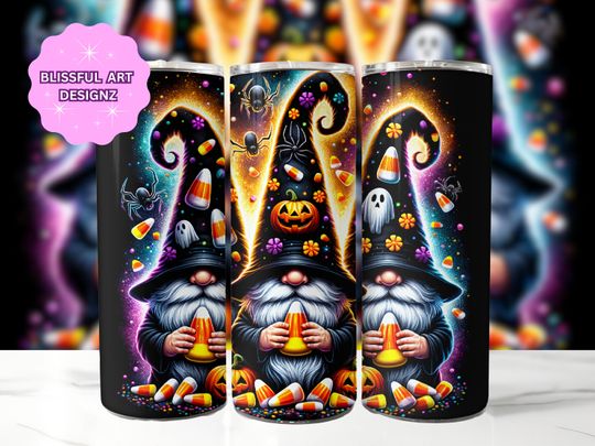 Discover Halloween Candy Gnomes Tumbler Wrap, 20 oz Skinny Tumbler Sublimation Design, Gnome Tumbler Wrap, Halloween Tumbler Wrap, Digital Download