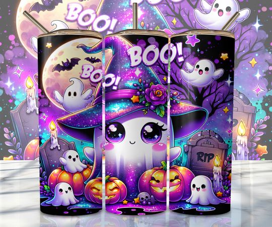 Discover Halloween Ghost Tumbler Wrap, 20oz Skinny Sublimation Tumbler Design, Spooky Season Sublimation Design Png, Halloween Tumbler Png Download