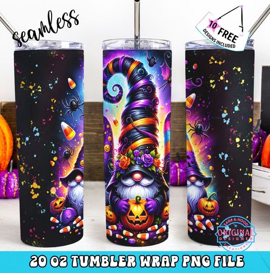 Discover 20oz Halloween Gnomes Tumbler Wrap,20oz Skinny Tumbler Sublimation,Gnome Tumbler Wrap, Halloween Tumbler Wrap,Digital Download,Seamless