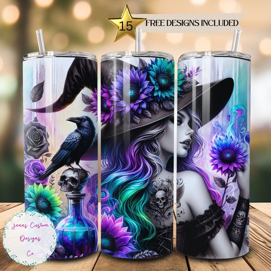 Discover Halloween Witchy Vibes, Celestial Skinny Tumbler Sublimation Design Digital Download PNG Instant DIGITAL ONLY, Tumbler Wrap