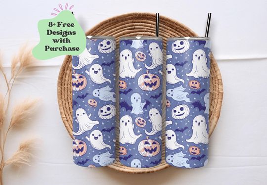 Discover Cute Halloween Tumbler Wrap | Cute Ghosts and Pumpkins Tumbler PNG Wrap | Cute Halloween Tumbler Wrap | Spooky Vibes Tumbler Wrap | Spooky