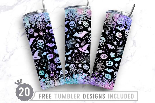 Discover 20oz Boo Halloween Skinny Tumbler Sublimation Png, Spider, Bat, Ghost, Scary, Sublimation, Png, Wrap Sublimation Straight&Tapered Tumbler