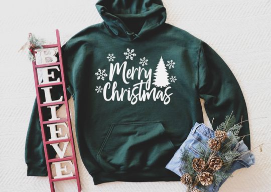 Discover Merry Christmas Sweatshirt, Merry Christmas Hoodie, Christmas Long Sleeve, Holiday, Christmas Unisex Gift, Family Christmas Shirt, New Year