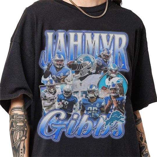 Discover Jahmyr Gibbs 90s Vintage Bootleg Style T-Shirt, Classic Retro Graphic Unisex Tee Gift For Men and Women