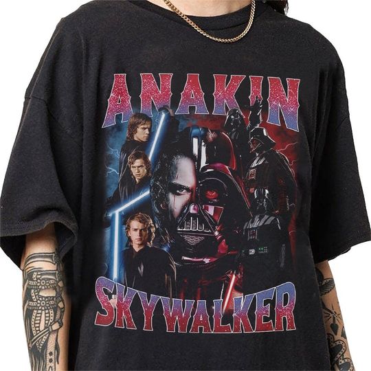 Anakin Skywalker Darth Vader 90s Vintage Bootleg Style T-Shirt, Classic Retro Graphic Unisex Tee Gift For Men and Women