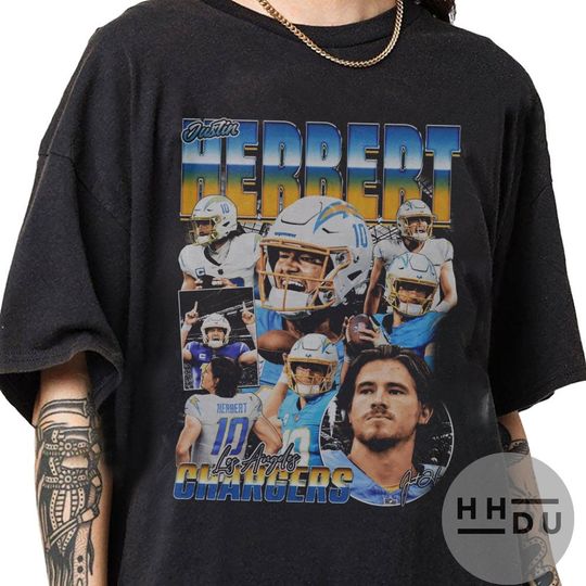 Discover Justin Herbert 90s Vintage Bootleg Style T-Shirt, Classic Retro Graphic Unisex Tee Gift For Men and Women