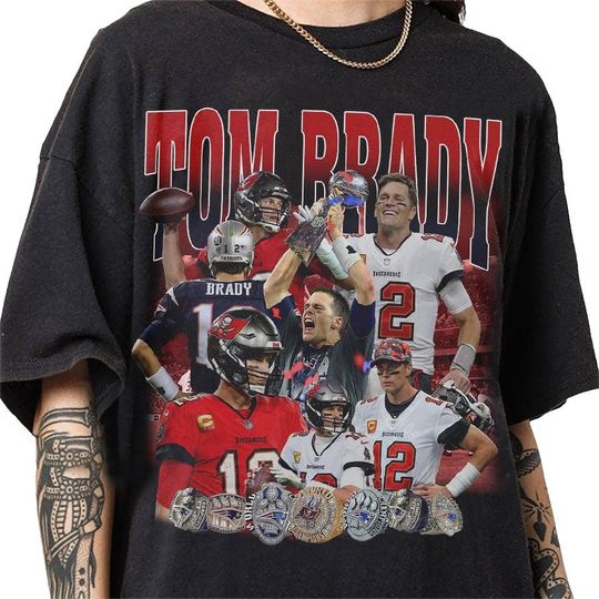 Tom Brady 90s Vintage Bootleg Style T-Shirt, Classic Retro Graphic Unisex Tee Gift For Men and Women