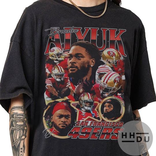 Discover Brandon Aiyuk 90s Vintage Bootleg Style T-Shirt, Classic Retro Graphic Unisex Tee Gift For Men and Women