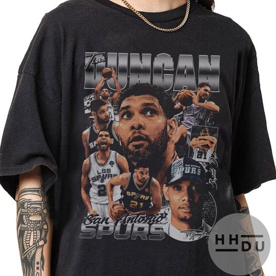 Discover Tim Duncan 90s Vintage Bootleg Style T-Shirt, Classic Retro Graphic Unisex Tee Gift For Men and Women