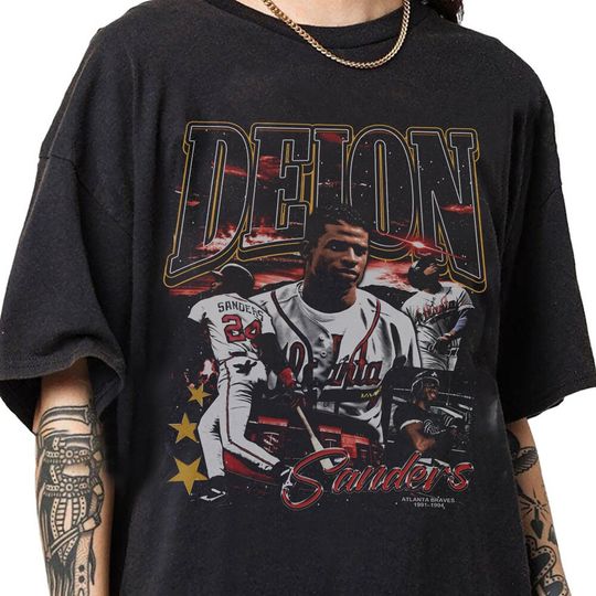 Deion Sanders 90s Vintage Bootleg Style T-Shirt, Classic Retro Graphic Unisex Tee Gift For Men and Women