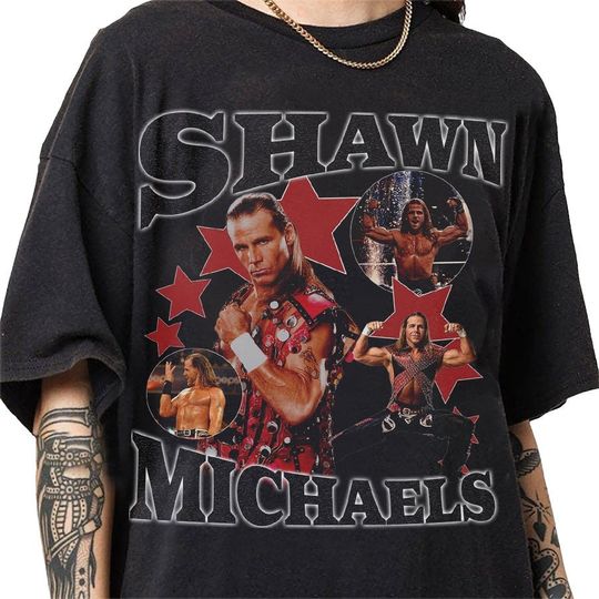 Discover Shawn Michaels 90s Vintage Bootleg Style T-Shirt, Classic Retro Graphic Unisex Tee Gift For Men and Women