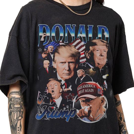 Discover Donald Trump 2024 90s Vintage Bootleg Style T-Shirt, Classic Retro Graphic Unisex Tee Gift For Men and Women