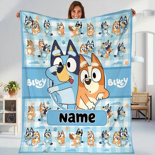 Discover Personalized BlueyDad Blanket, BlueyDad Family Soft Cozy Fleece Blankets, BlueyDad Birthday Blanket, BlueyDad Family Blanket for Kid, Halloween Blanket