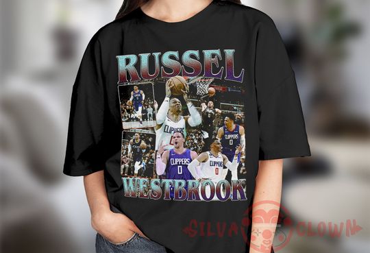 Discover Vintage 90s Graphic Style Russell Westbrook T-Shirt, Russell Westbrook Shirt,Russell Westbrook Unisex Retro Oversized Basketball Bootleg Tee