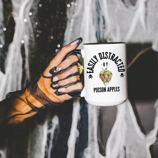 Poison Apple Accent Coffee Mug for Disney Fan Gift, Evil Queen Drinking Cup, Funny Mug for Halloween,