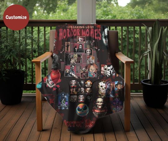 Discover Personalized Horror Movie Blanket Velveteen, Horror Blanket, Scary Movie Blanket, Custom Horror Movie Blanket, Horror Movie Lover Gift