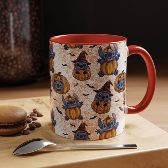 Discover Halloween Stitch Mug, Spooky Coffee Cup, Witchy Tea Mug, Halloween Disney Decor, Fall Mug, Trick or Treat Cup